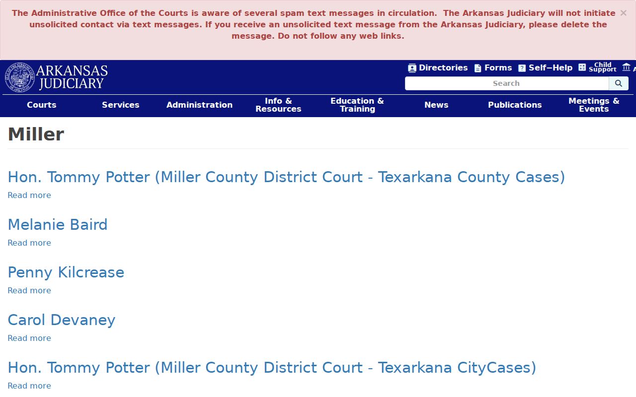 Miller County criminal court directory