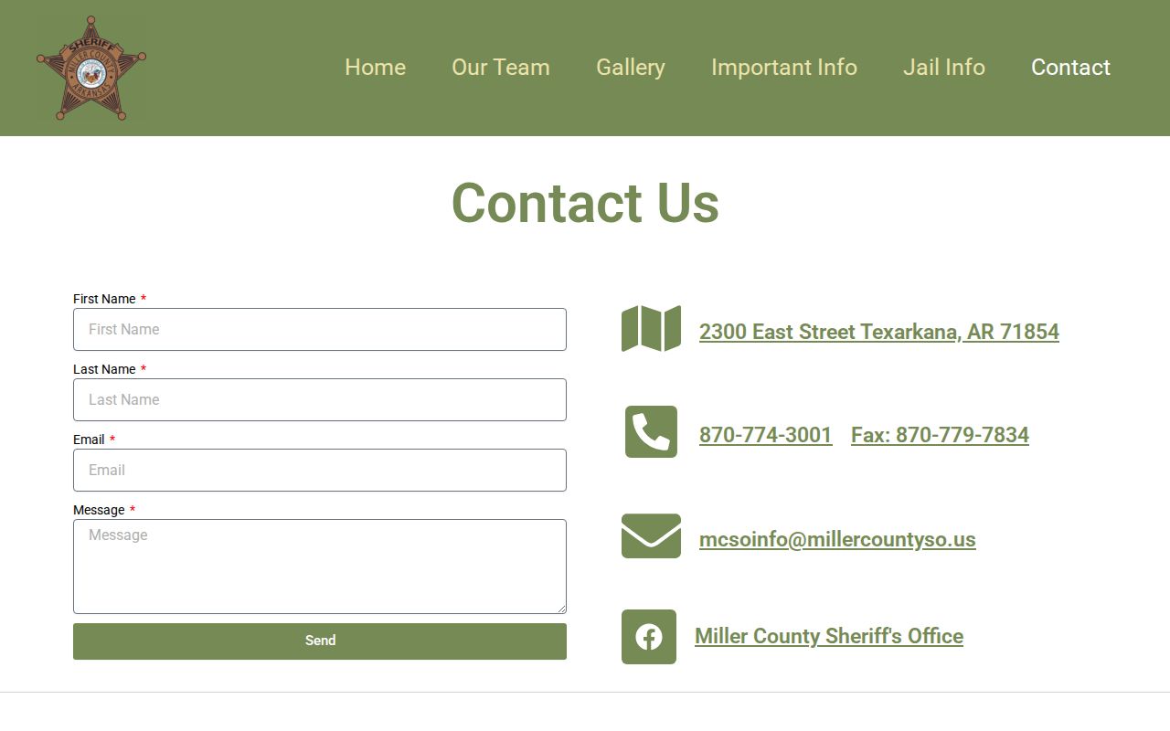 Miller County arrest records sheriff contact