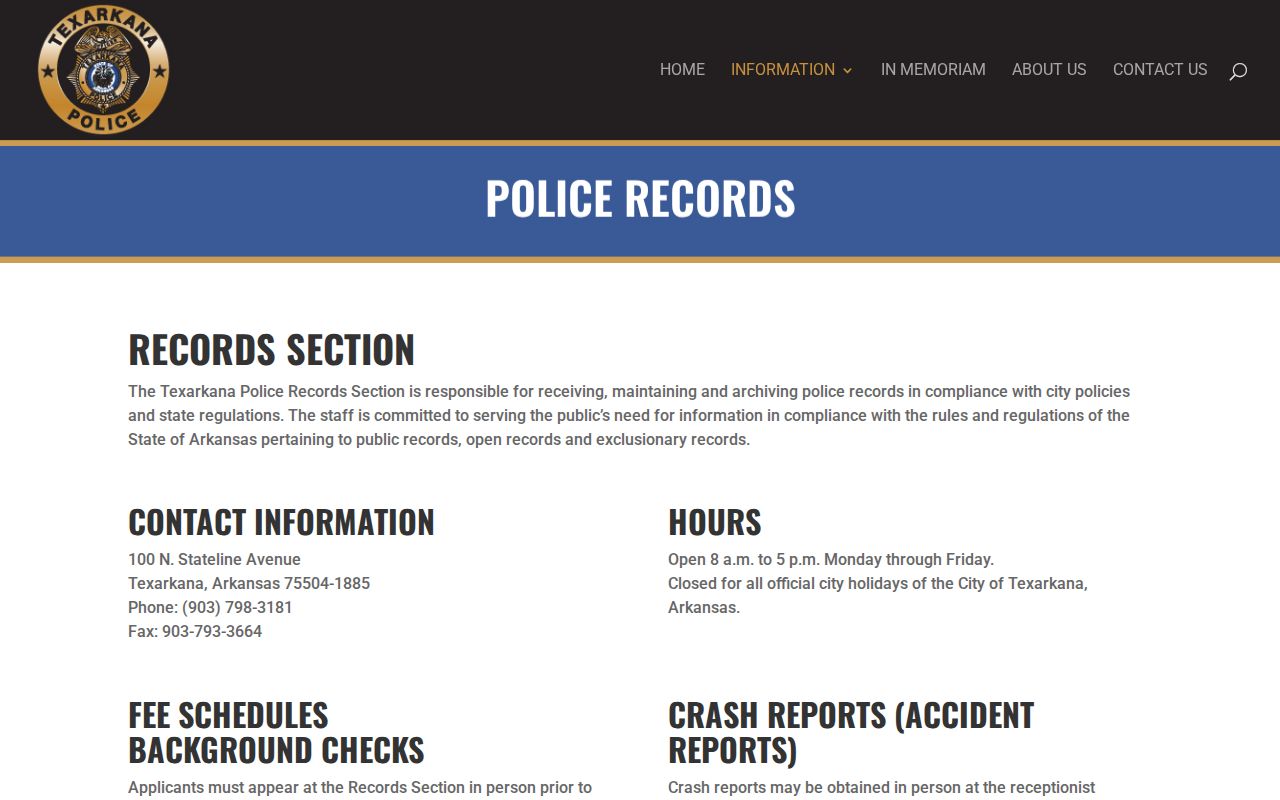 Texarkana criminal history police records channel