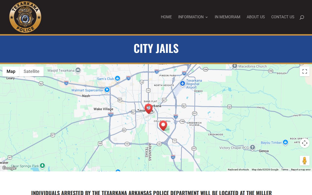 Texarkana criminal history arrest and Miller County jail routing