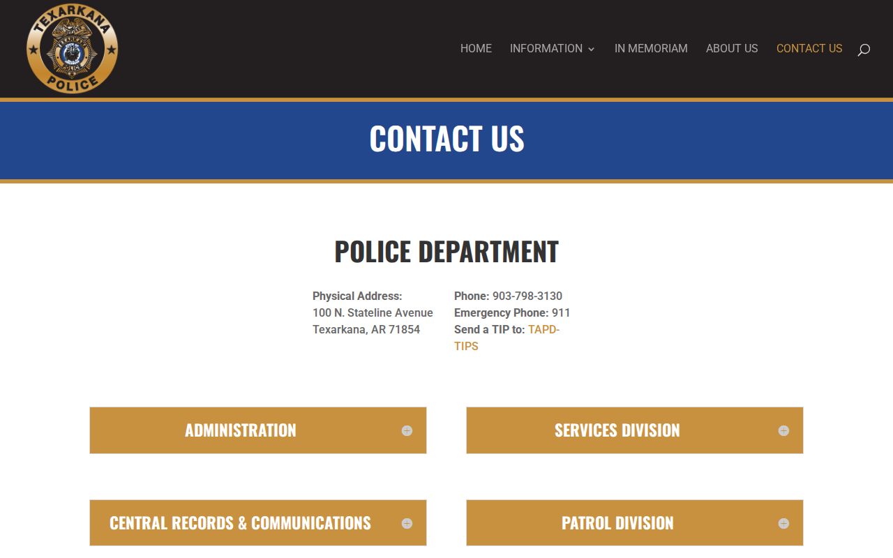 Texarkana criminal history police contact information